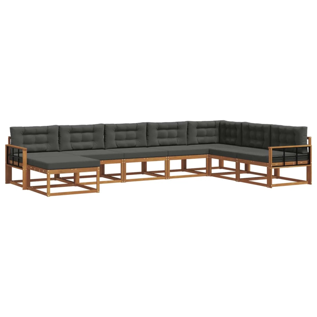 Set di divani da esterno con cuscino 8 pcs Naturale e Antracite