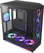 H9 Flow RGB+ (2025) – Grande Case PC ATX Mid-Tower a Doppia Camera per Flusso d'Aria – Include 7 ventole RGB (6 x 140mm, 1 x 120mm) e hub di controllo – Nero