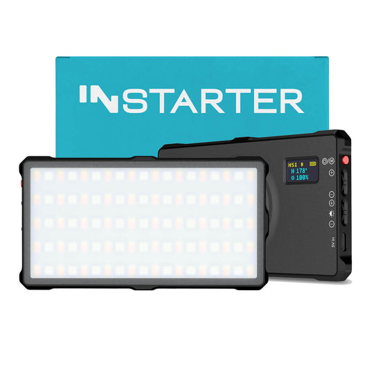 Instarter Faretto per fotografia, Pannello LED RGB per studio fotografico da 10 W, Luce tascabile per smartphone, controllo tramite App, illuminazione 3200-7500K