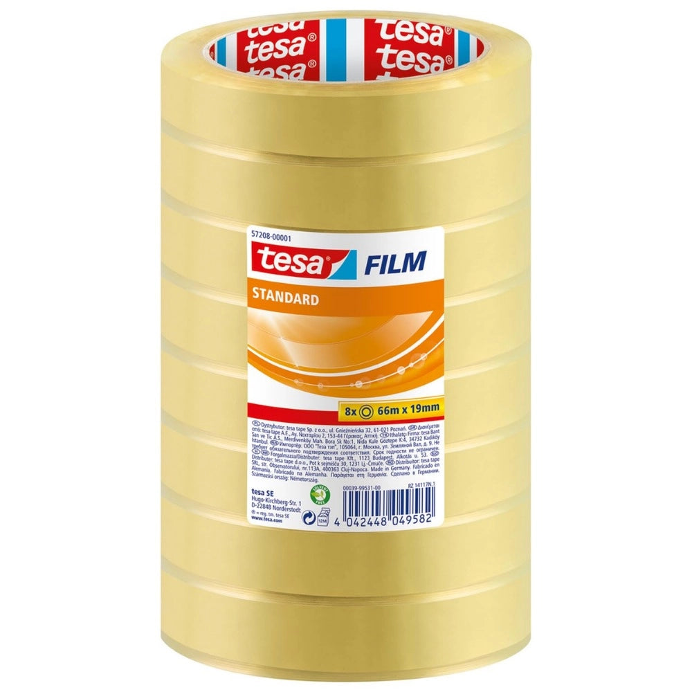 Tesa tesafilm nastro adesivo trasparente multiuso 66 m x 19 mm 8 rotoli