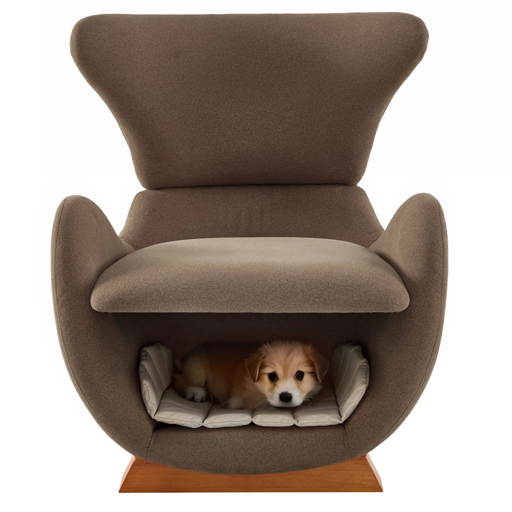 Poltrona Lounge con Nicchia per Animale; Design Ergonomico; Tessuto Antigraffio; Legno Marrone 66 × 69 × 76 cm