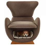 Poltrona Lounge con Nicchia per Animale; Design Ergonomico; Tessuto Antigraffio; Legno Marrone 66 × 69 × 76 cm