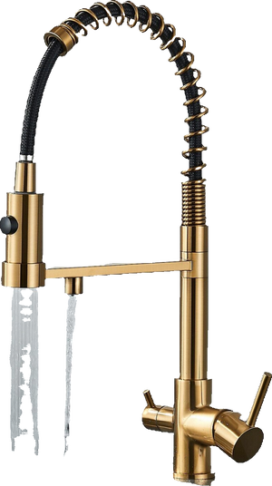 Bernd | Filtro oro opaco  3 vie gastronomia Rubinetto cucina amolla in acciaio inossidabile osmosi|Miscelatore da ristorante ruotabile 360°