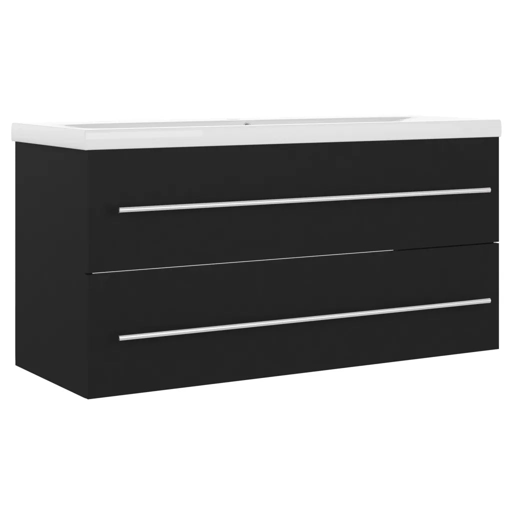 Mobile con Lavabo Integrat-Armadietto da Cucina-Lavandinoo Nero in Legno Multistrato 466772