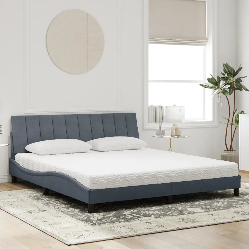 Letto con Materasso Hanko Grigio Scuro 180x200 cm in Velluto 3208611