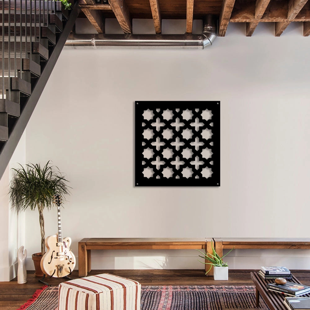 CROSS - Pannello in PVC traforato - Parasole Colore: nero, Misura: 48x48 cm