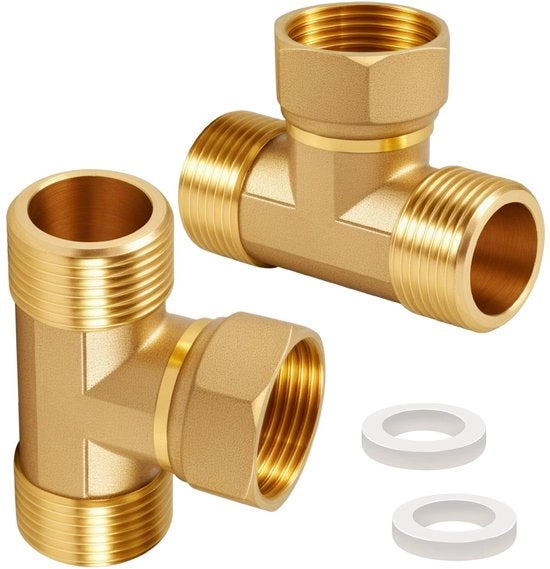 Connettore T 1/2 pollici 3 vie - Flessibile - Connettore a vite - Connettore per acqua - Corrosione resistente - Pressione massima 35 bar - Connettore T
