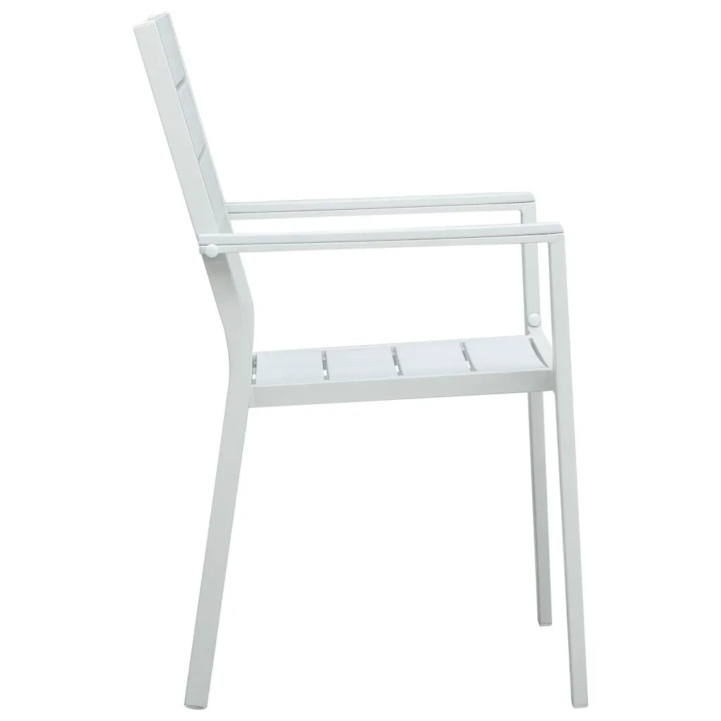 Sedie da Giardino 4 pz Bianche in HDPE Aspetto Legno 47884