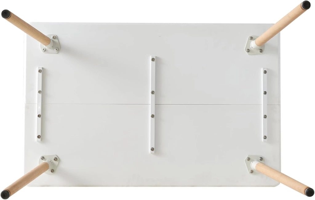 GrandCA HOME Set di Tavolo e Sedie da Pranzo in Stile Nordico, Tavolo da Pranzo Rettangolare Moderno, 4 Sedie da Cucina Imbottite, per Sala da Pranzo, Soggiorno, Cucina (Bianco + Nero)