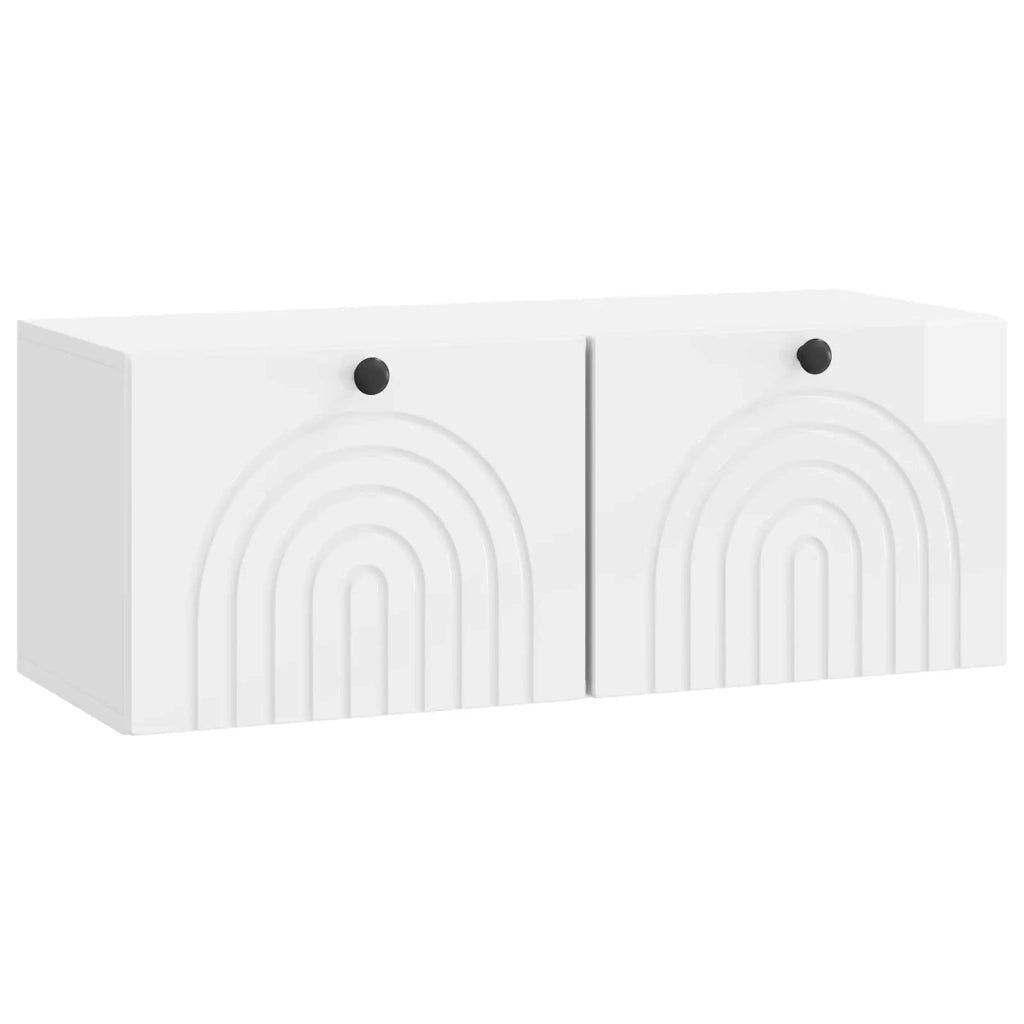 Mobile Porta TV da Muro Bianco Lucido 78,5 x 31 x 30 cm 898209