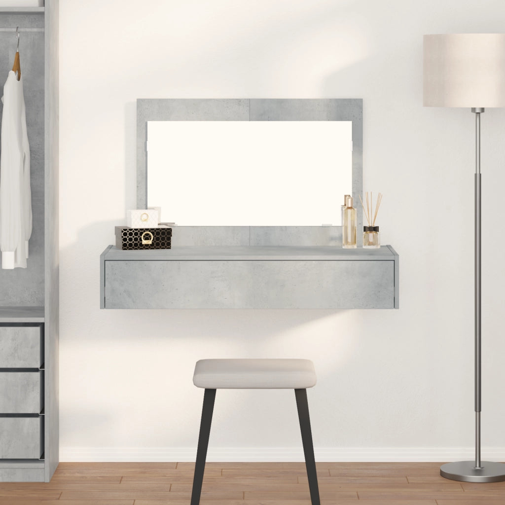 Tavolo da trucco a muro Grigio cemento 100x40x70 cm