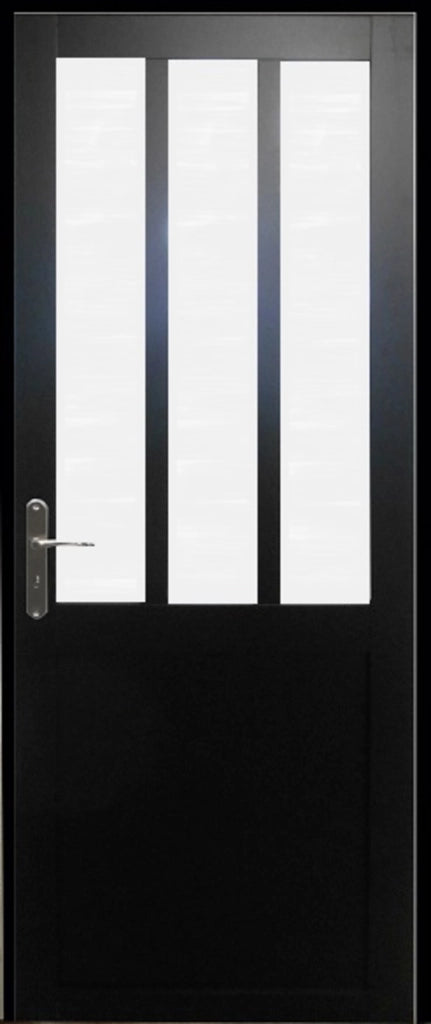 Blocco porta officina in vetro smerigliato nero H204 x L83 dimensioni del tavolo spingendo a destra