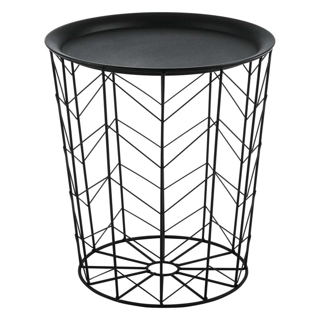 Set di 2 tavolini da caffè di design tavolini da soggiorno cestini vassoi estraibili metallo varie misure nero 03_0006053