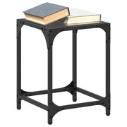 Tavolini da Salotto con Piano Vetro Nero 2pz 30x30x40cm Acciaio 845953