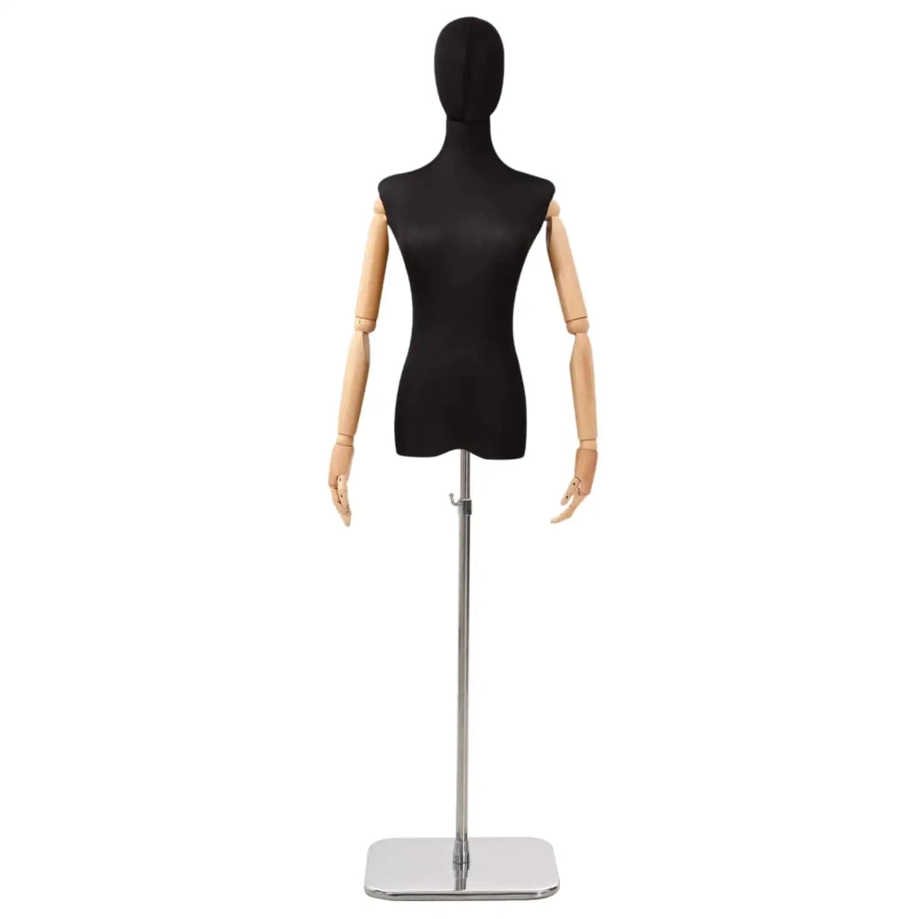 Manichino Regolabile 165-213 cm con Base Femmina PP Nero 42041700