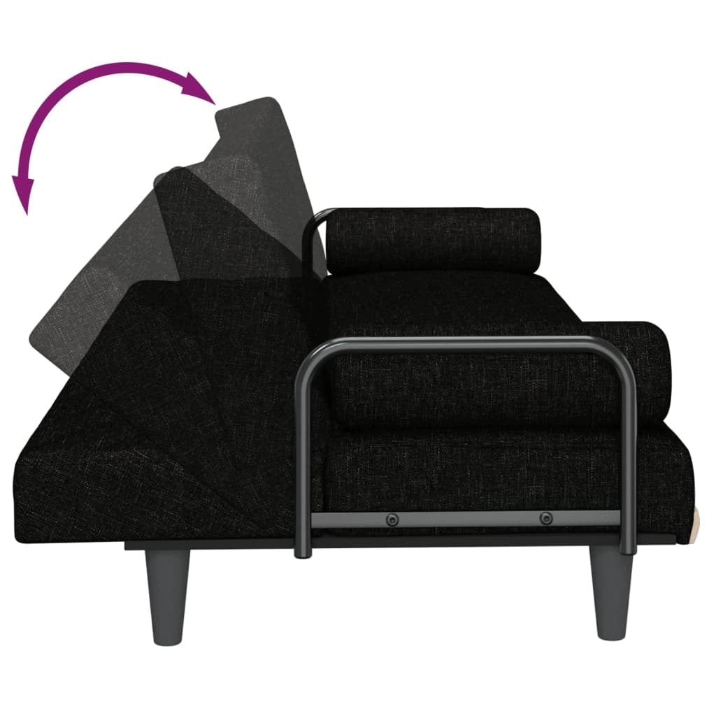 Divano letto con braccioli 205 x 89 x 70 cm in tessuto nero 02_0021017