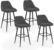 Set di 4 sgabelli da bar THALYA in velluto grigio scuro con mezzi braccioli