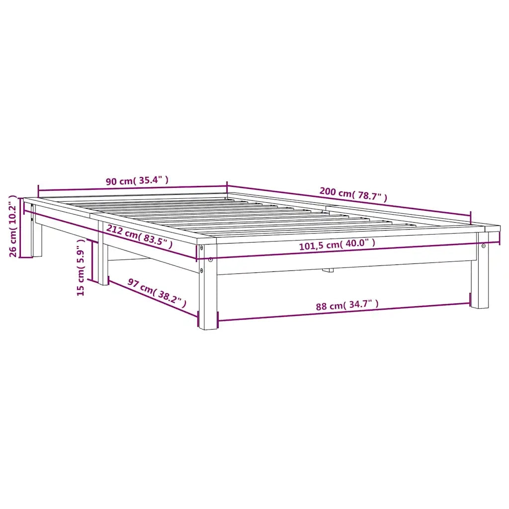 Giroletto Grigio 90x200 cm in Legno Massello di Pino cod mxl 61823