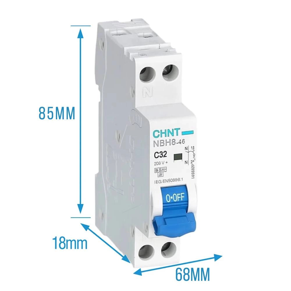 Chint interruttore magnetotermico compatto 1p+n curva c 1 modulo 4,5 ka 230v *** ampere 32 ampere, confezione 1