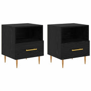 Set di 2 Comodini | Armadio da Notte | Mobiletto da notte Nero 40 x 35 x 47,5 cm Legno multistrato