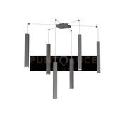 SQUARE TUBE SOSPENSIONE 6 LUCI GRIGIO ANTRACITE CAVO CM.250 CON BASE 1173-S6-GA