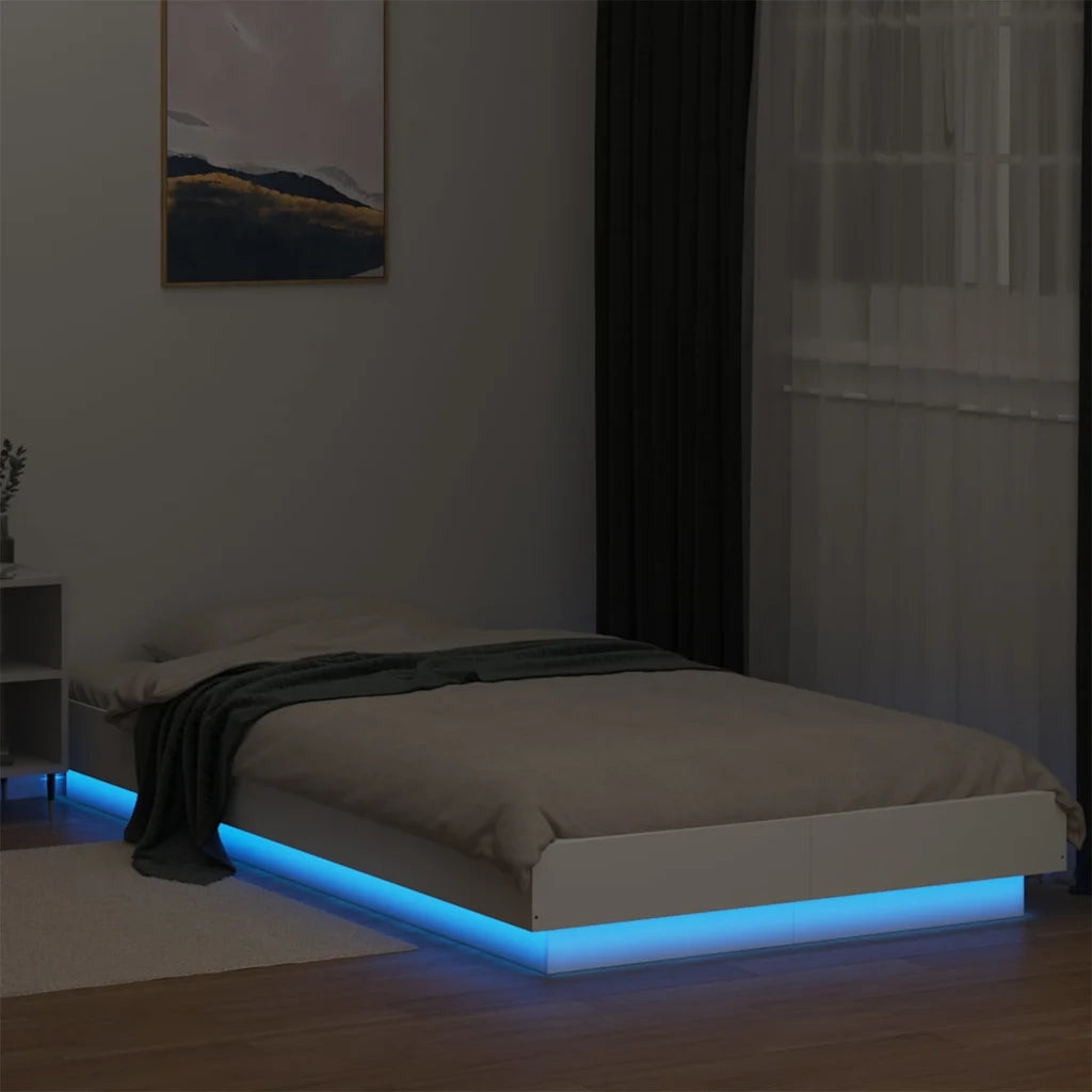 Giroletto con Luci LED Bianco 100x200 cm in Legno Massello 3281112