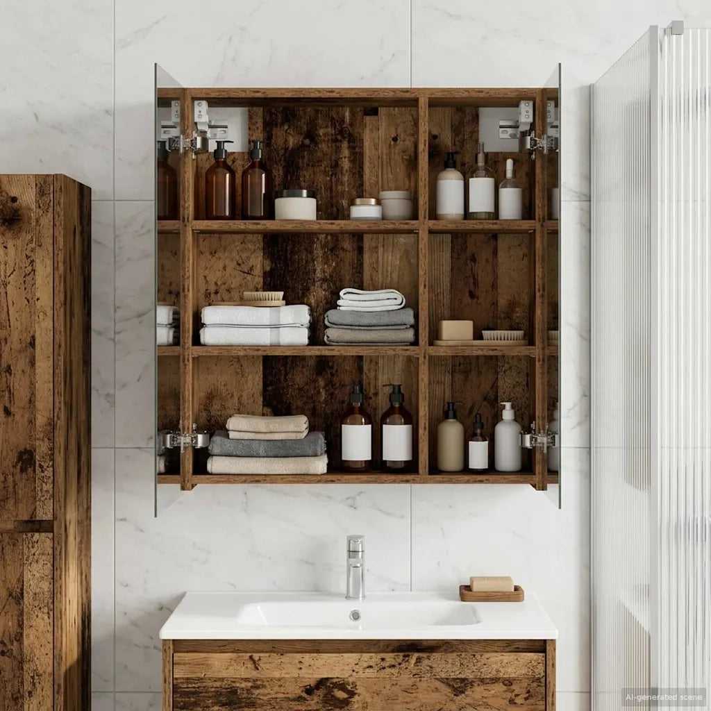 Mobiletto per specchio da bagno Legno vecchio 60 x 14,5 x 70 cm