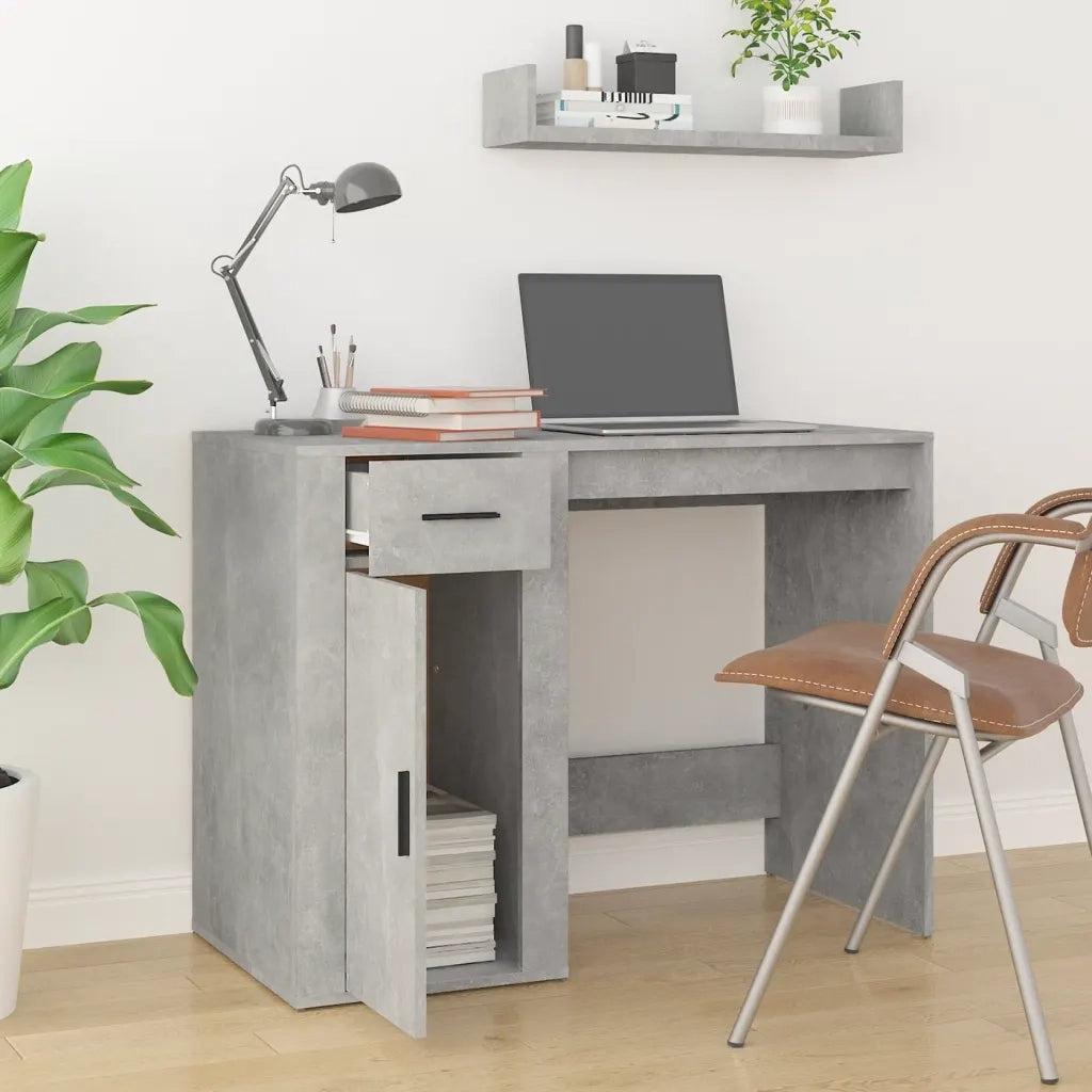 Scrivania Grigio Cemento 100x49x75 cm in Legno Multistrato cod mxl 62537
