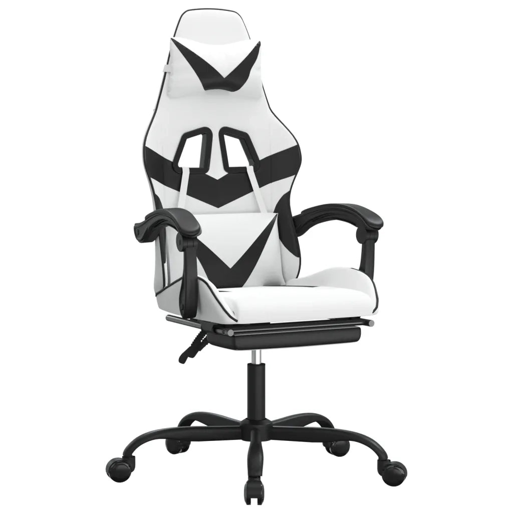 Sedia da Gaming con Poggiapiedi Bianco e Nero in Similpelle 3143864