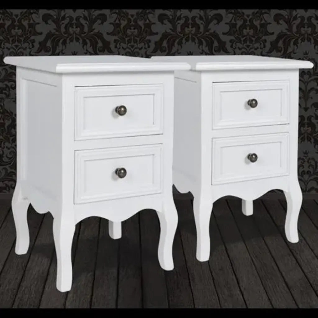 Comodini 2 pz con 2 Cassetti in MDF Bianchi    cod mxl 31218