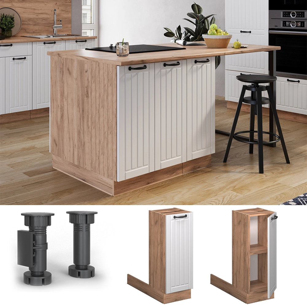 Vicco isola cucina Bianco casa di campagna 30 cm senza piano di lavoro
