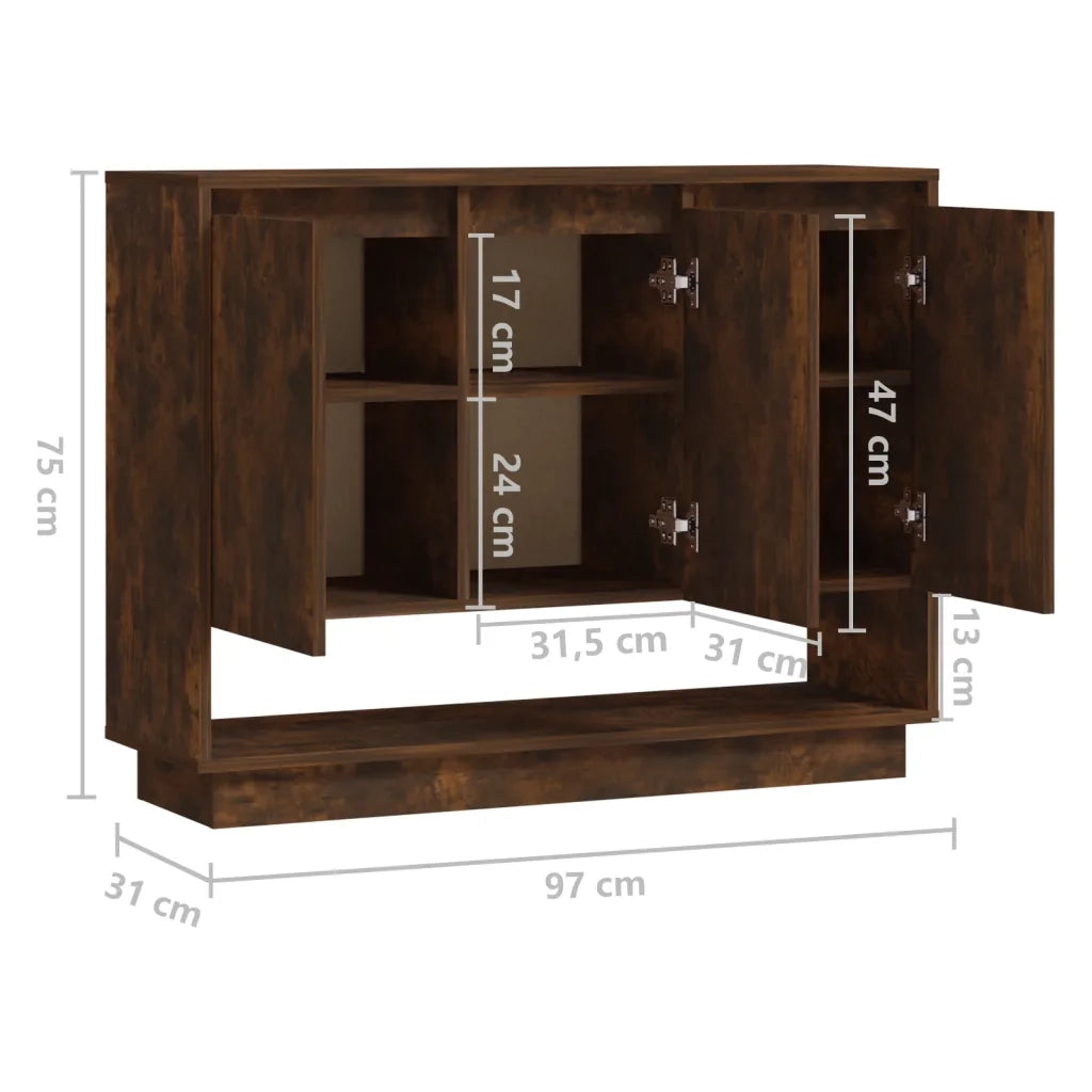 Credenza | Madia | Buffet da pranzo | Armadio da pranzo Rovere Fumo 97x31x75 cm in Truciolato