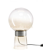 JOTTO LAMPADA DA TAVOLO DOPPIA EMISSIONE IN METALLO COLORE ALLUMINIO VETRO SFUMATO AMBRA DA 25CM 2 LUCI ATTACCO GX53 DIMMERABILE