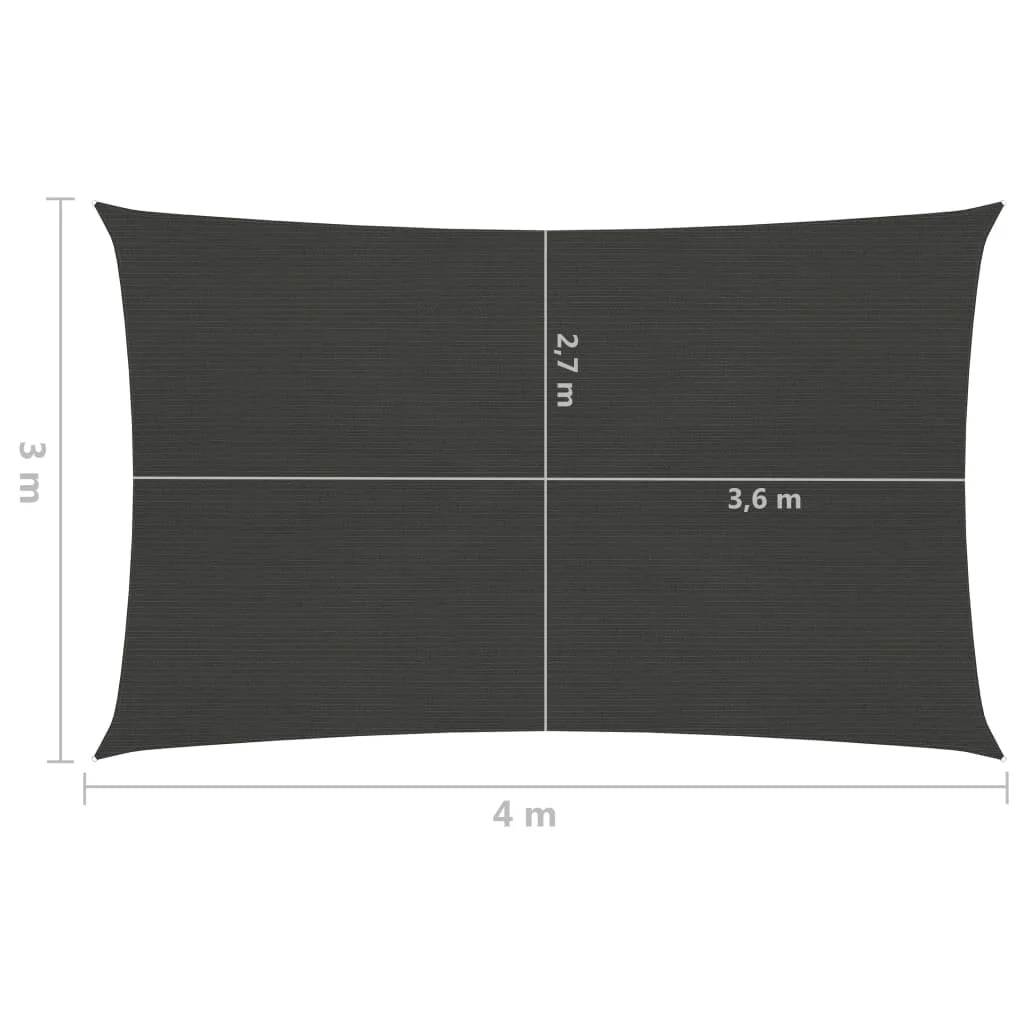 Vela ombreggiante/ombrellone 160 g/m² 3 x 4 m HDPE antracite 02_0008922
