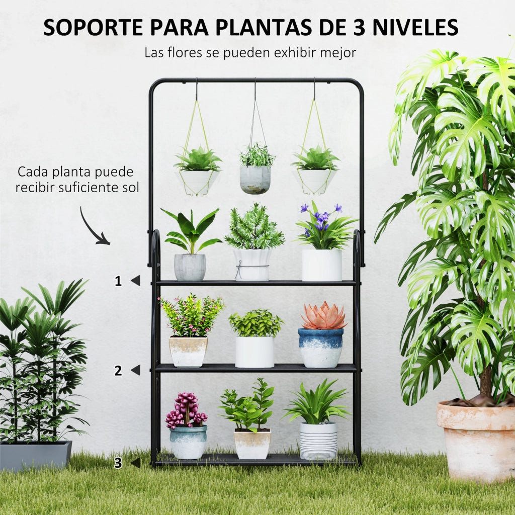 Sistema 3 Livelli per Piante con Gancio ¨C zephmum ¨C Nero Metallo