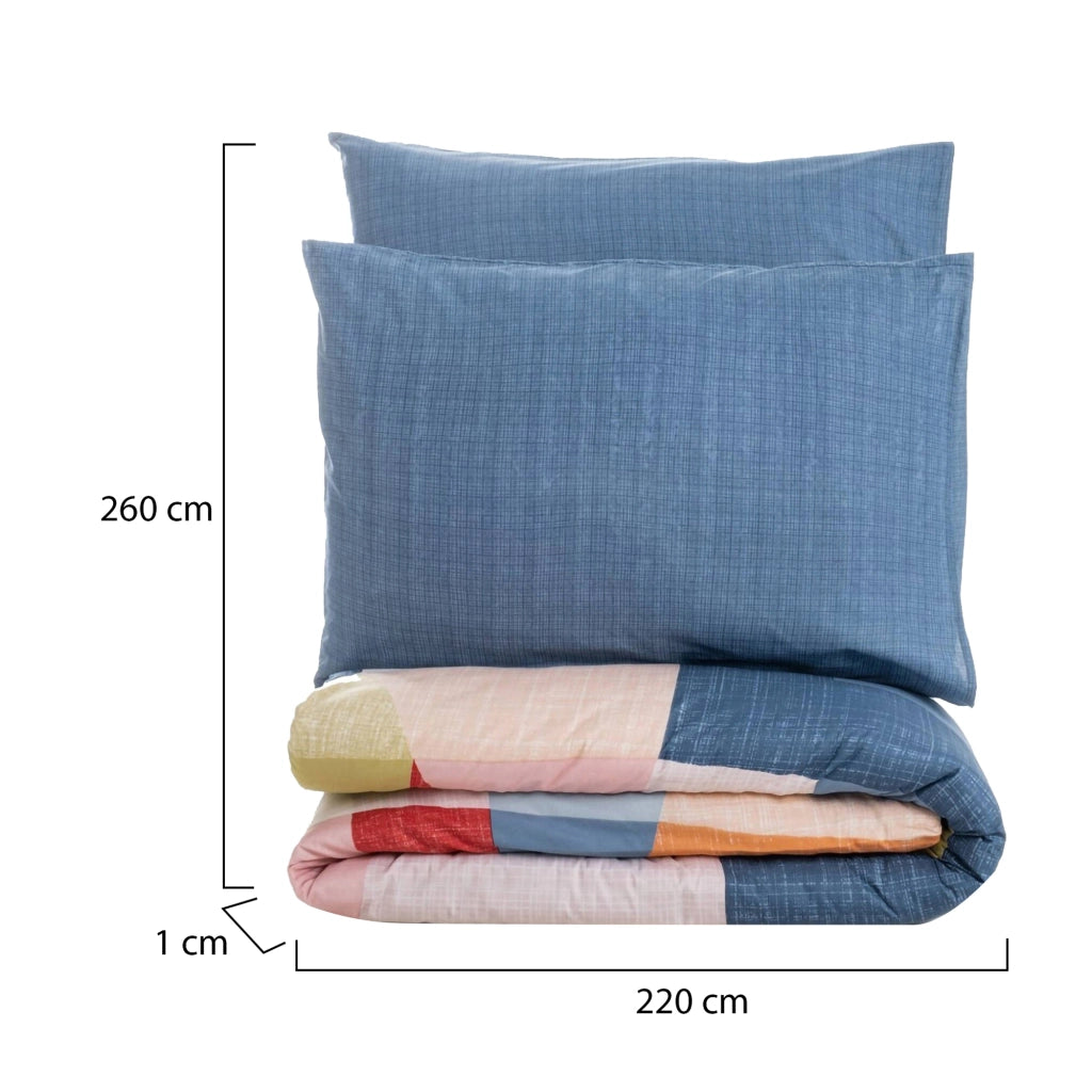 Solon, Copripiumino Matrimoniale Federa Inclusa, 220x260 cm blu