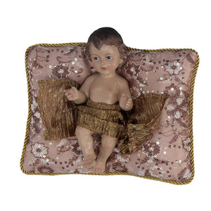 Natività tessuto su cuscino rosa cm xh23