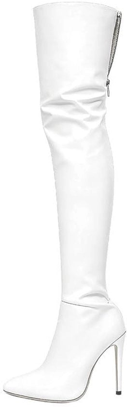 Laarzen con laccio in alto - stiletto - chiusura a zip - stiro - pelle PU - vita alta - ginocchia coperta