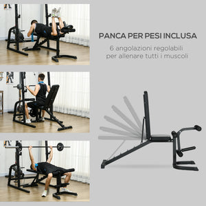Stazione Fitness Multifunzione 152x105x212 cm in Acciaio Nero