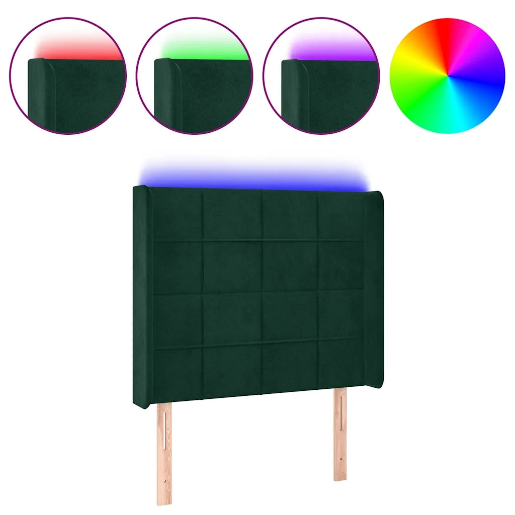 Testiera | Testata a LED Verde Scuro 83x16x118/128 cm in Velluto