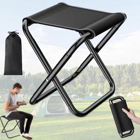 Sedia da Giardino Portatile 150 kg - Sedile da Campeggio con Tasca di Ripostiglio - Sedia da Esterno Leggera da Piegare - Sedile da Campeggio con Supporto al Piede - Sedia da Campeggio Pieghevole Compatta per Escursioni