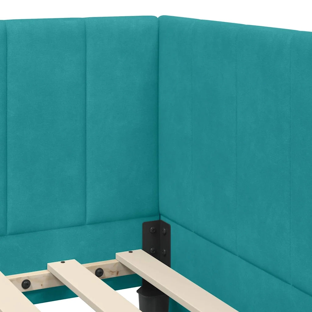 Cornice del letto ad angolo Turchese 90 cm x 190 cm Velluto 42016346