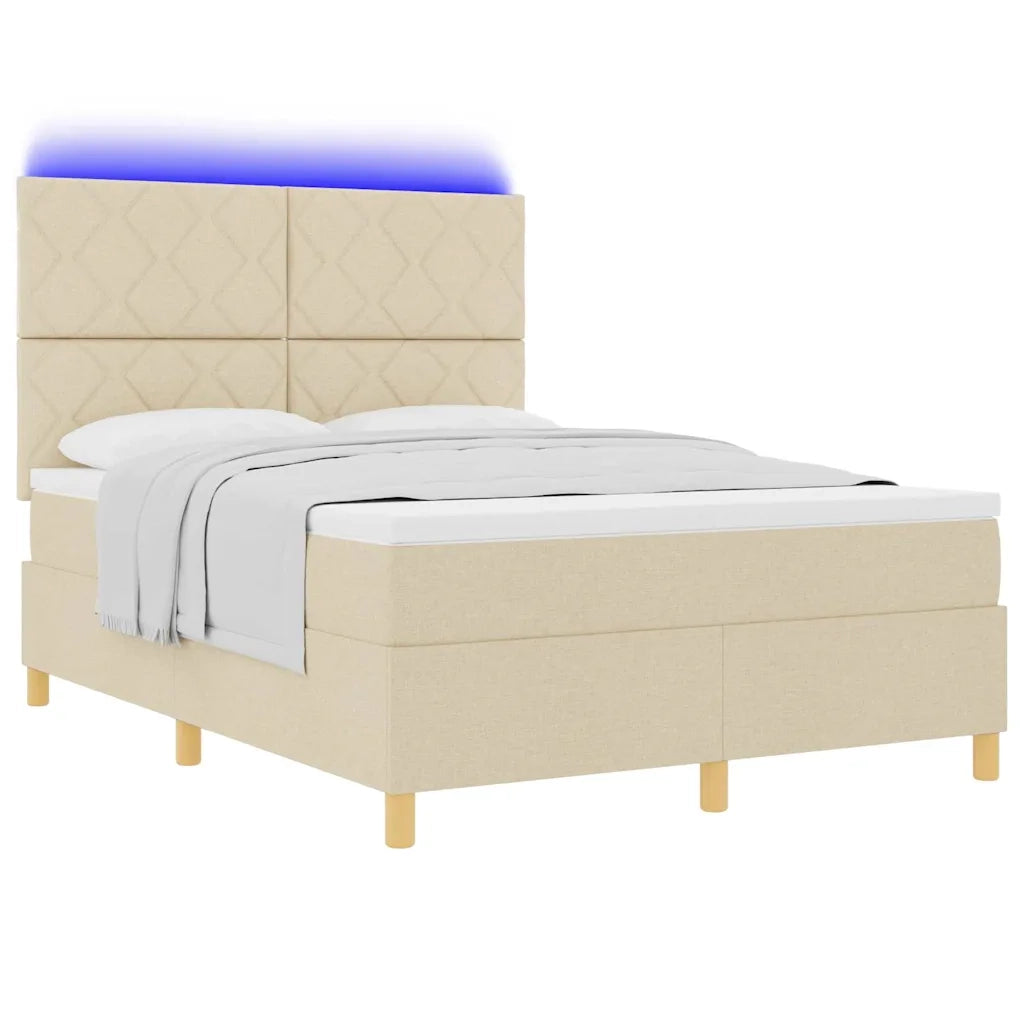 Letto a molle con materasso Crema 140 x 200 cm Tessuto 3343185