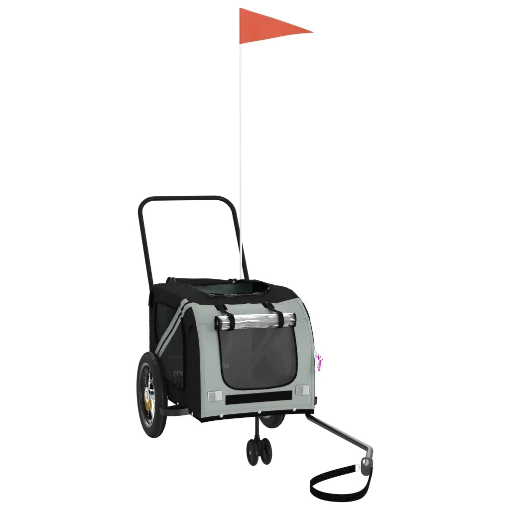 Rimorchio da Bici per Animali Grigio e Nero Oxford e Ferro CFW7209191