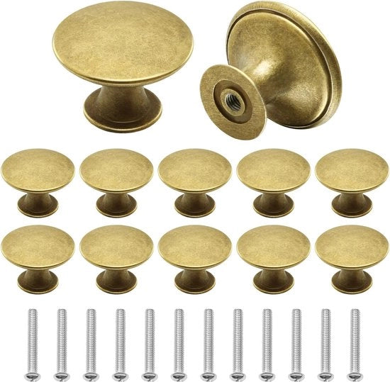 Set di 12 Chiavi di Cassetta in Stile Vintage d'oro - Design a Padella - Inclusi Viti