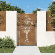 Cancello da giardino 100x175 cm in acciaio Corten con design ad albero 153218