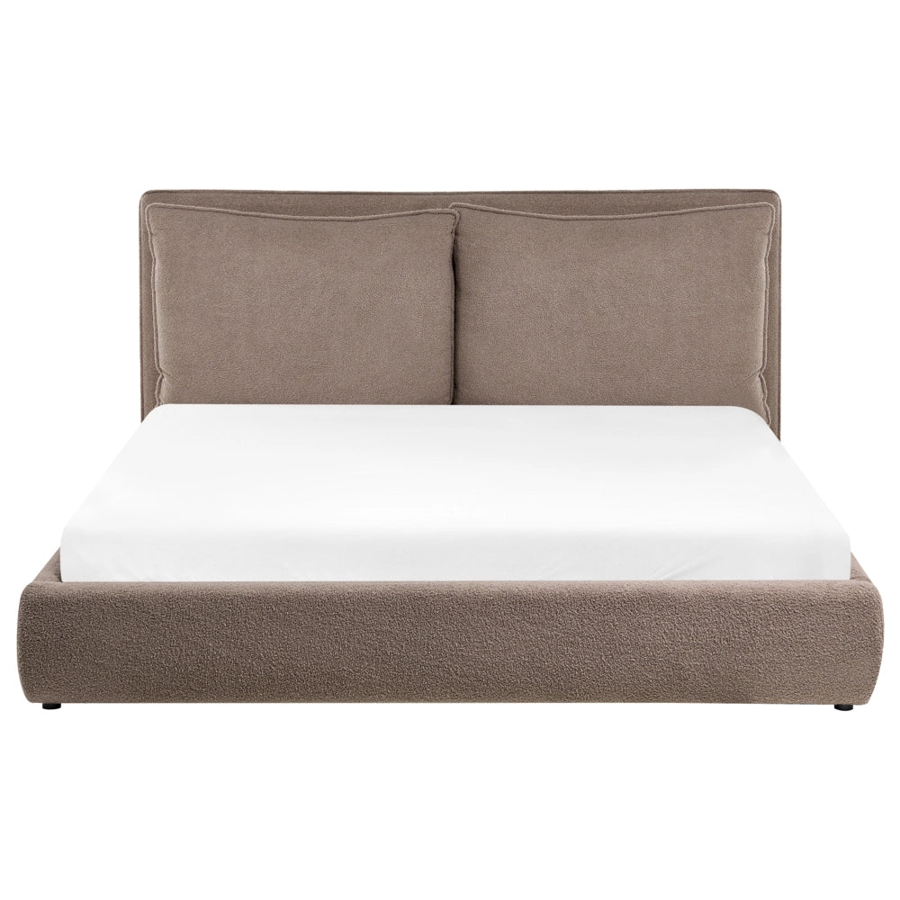Letto matrimoniale ad acqua tessuto bouclè marrone 160 x 200 cm camera da letto moderna
