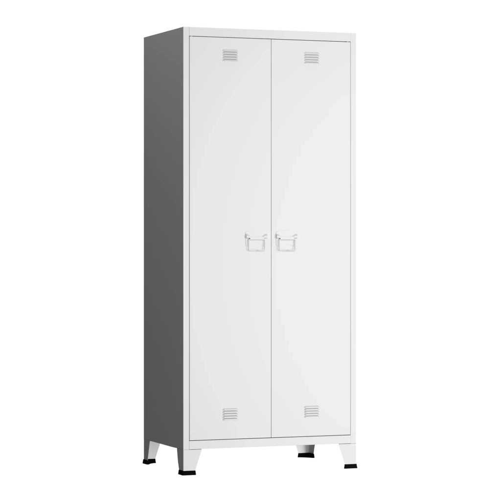 Armadio/Scaffale Mobiletto Portaoggetti 180 x 90 x 40 cm Camera da Letto Bianco Acciaio 03_0008872