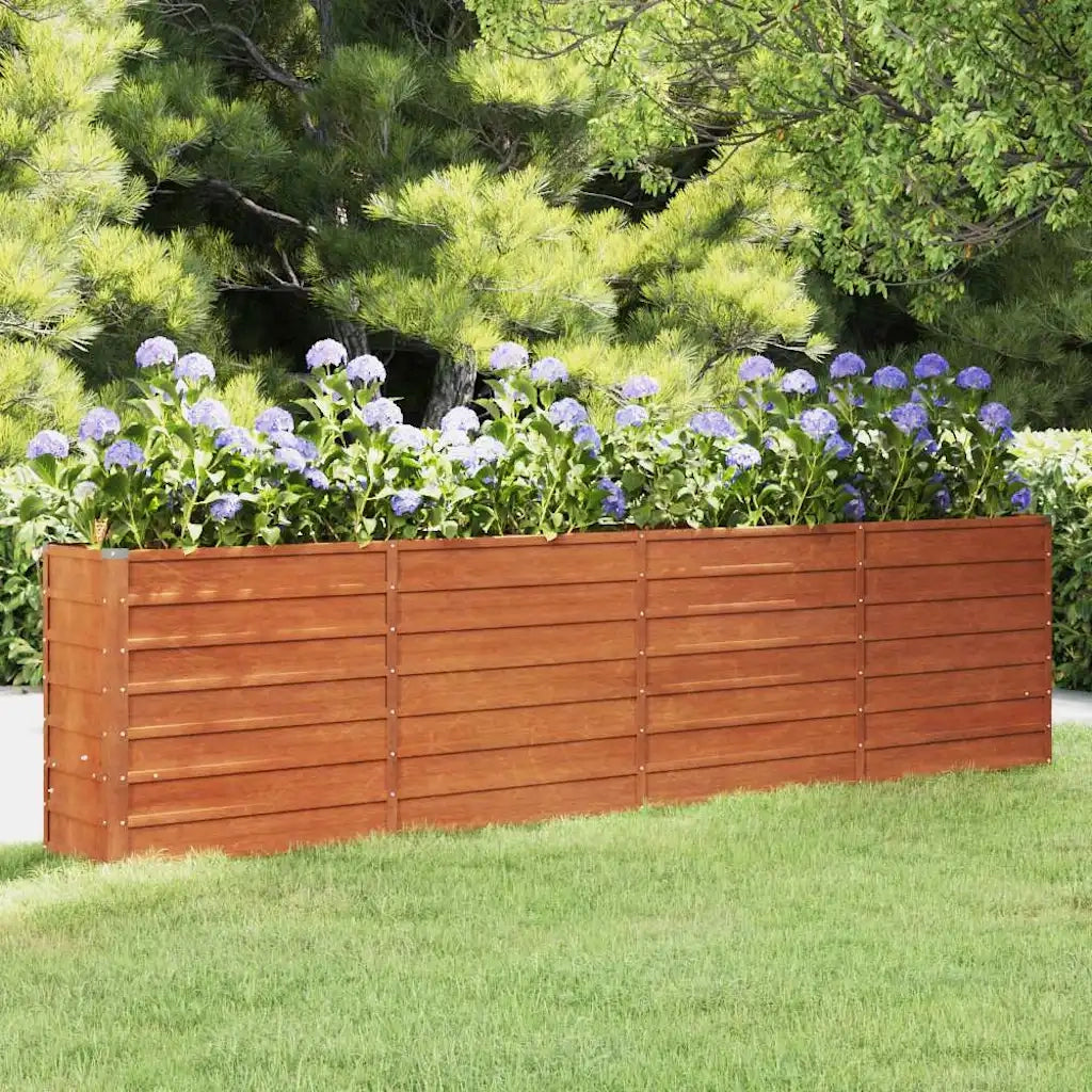 Letto Rialzato da Giardino Ruggine 320x40x77 cm Acciaio Corten 151957