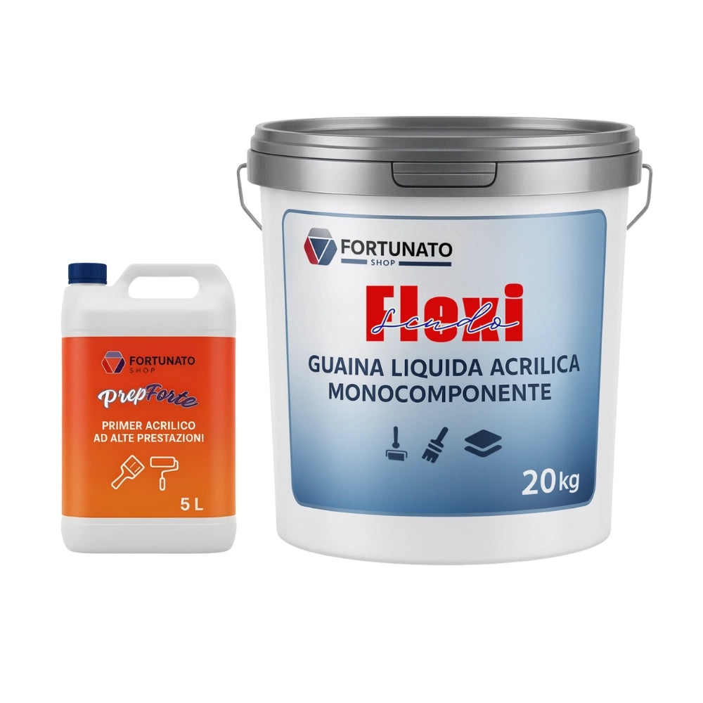 Soluzione professionale impermeabilizzante prepforte + flexiscudo per protezione superfici *** formato 20 kg + 5 l (s...